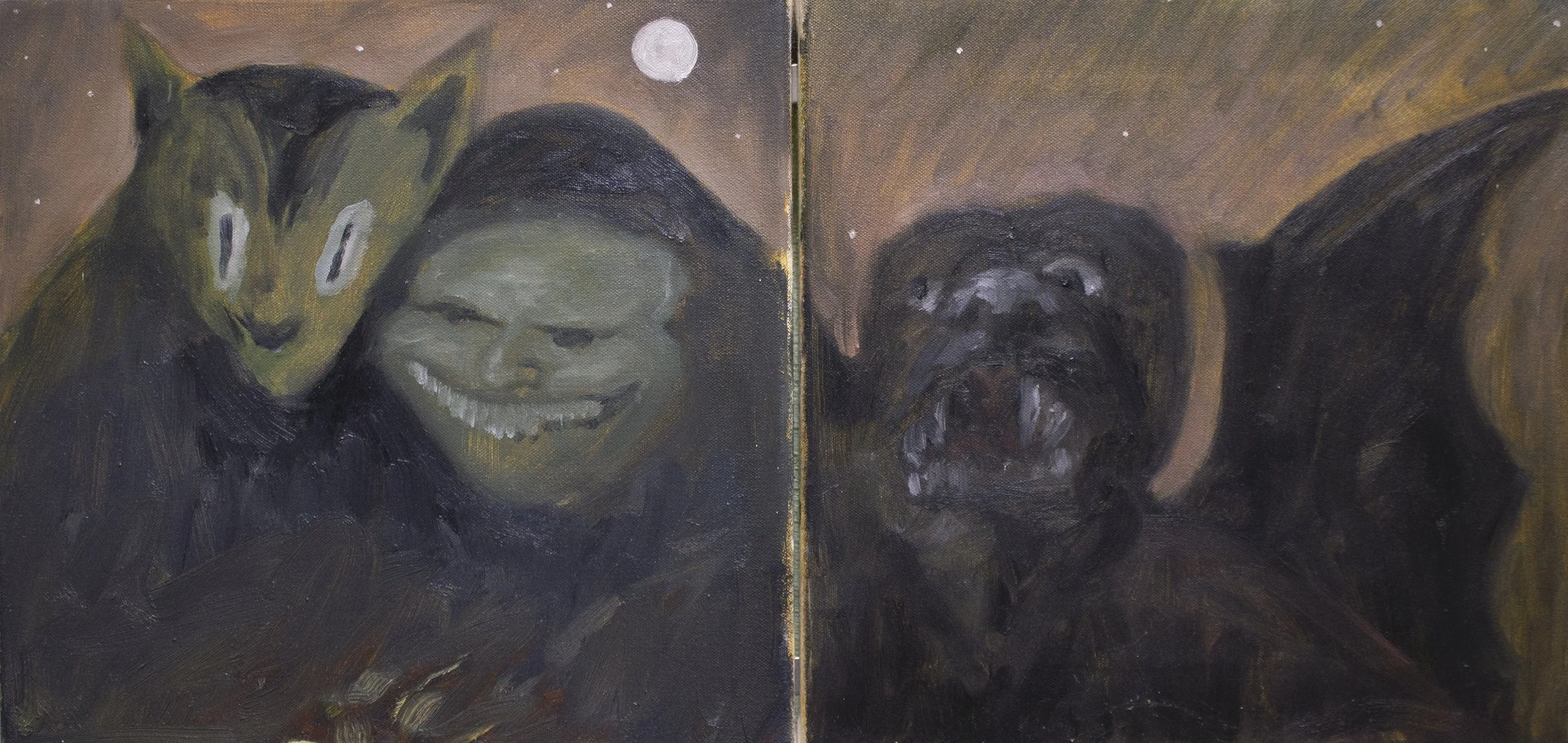  Demons, 2022   Oil on canvas   12”x24” 