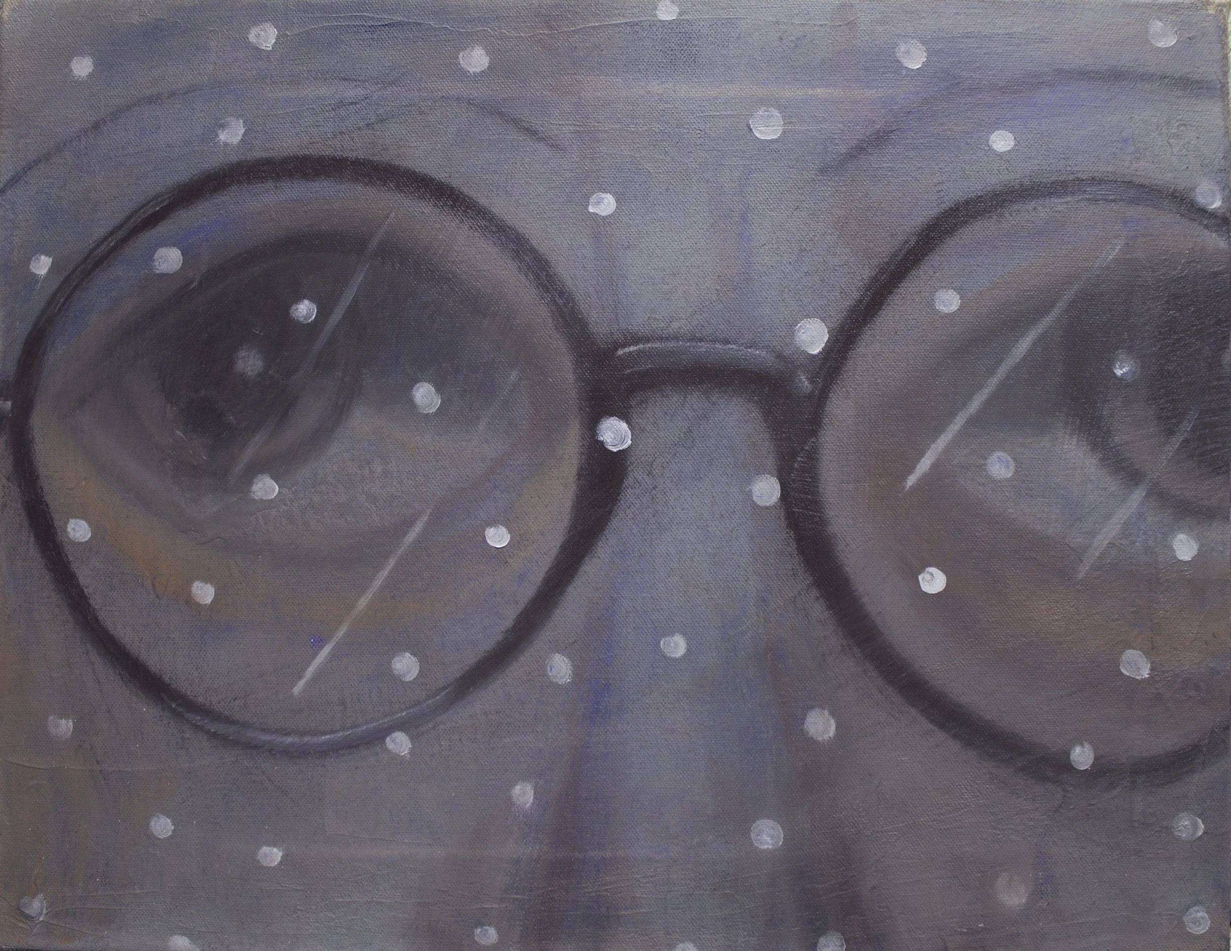  Sartre In Snow, 2021  Oil on canvas  12”x16” 