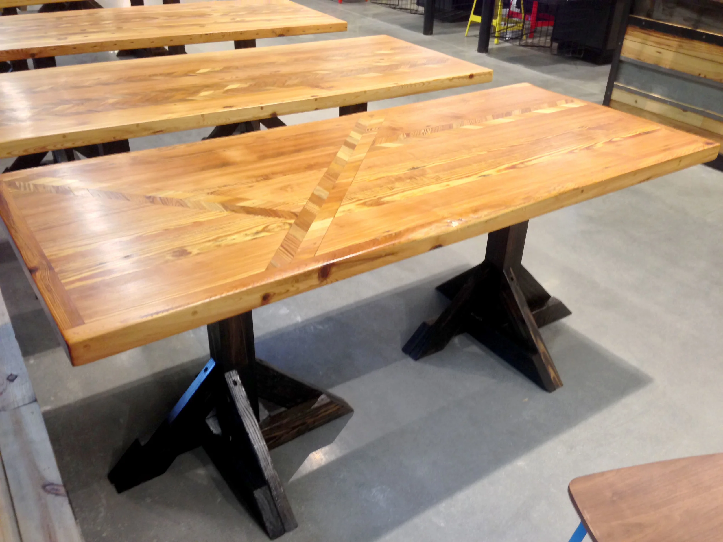 Heart Pine Mosaic six-top table