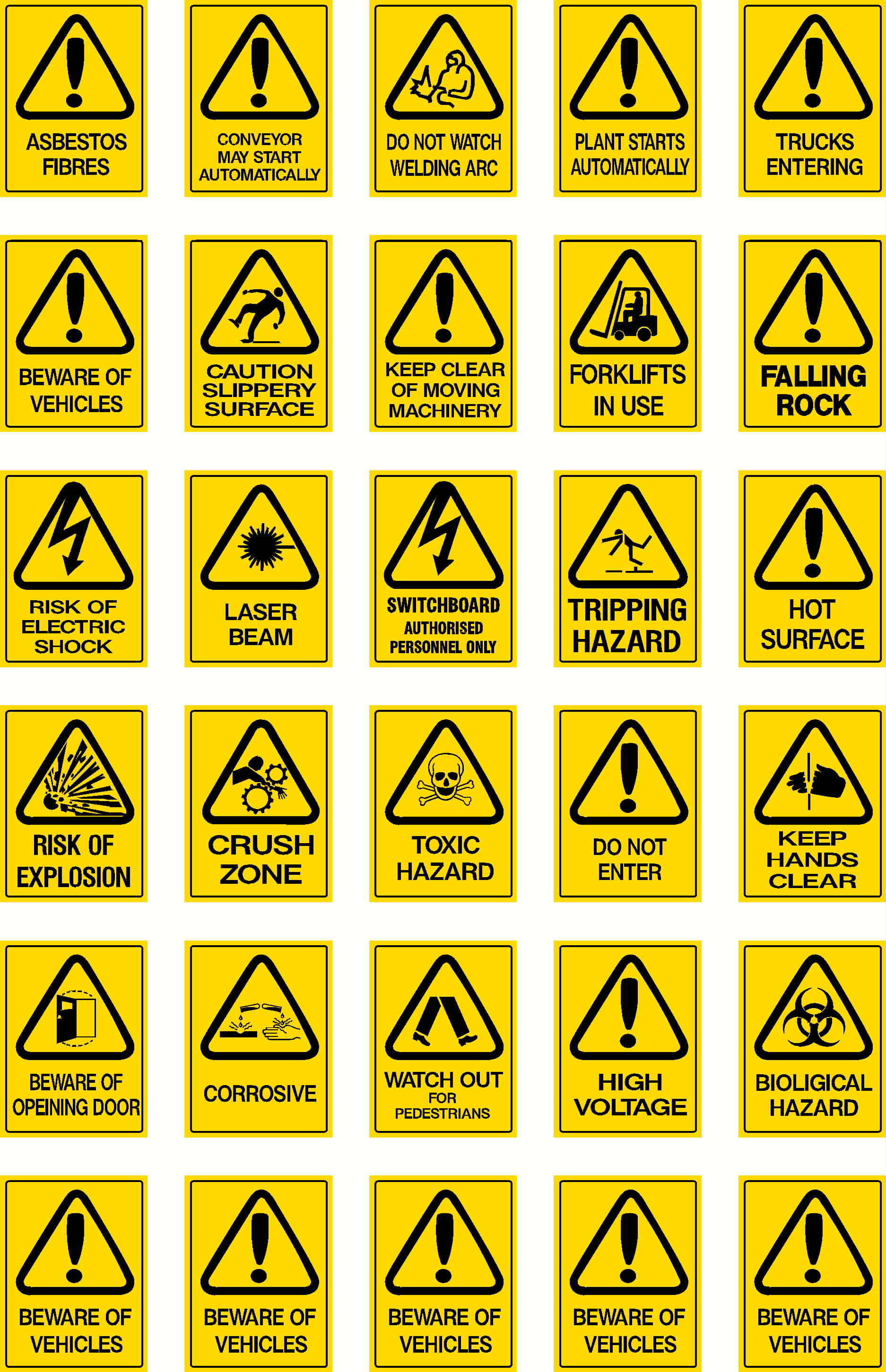 Printable Safety Signs The Occupational Safety And Health Act.