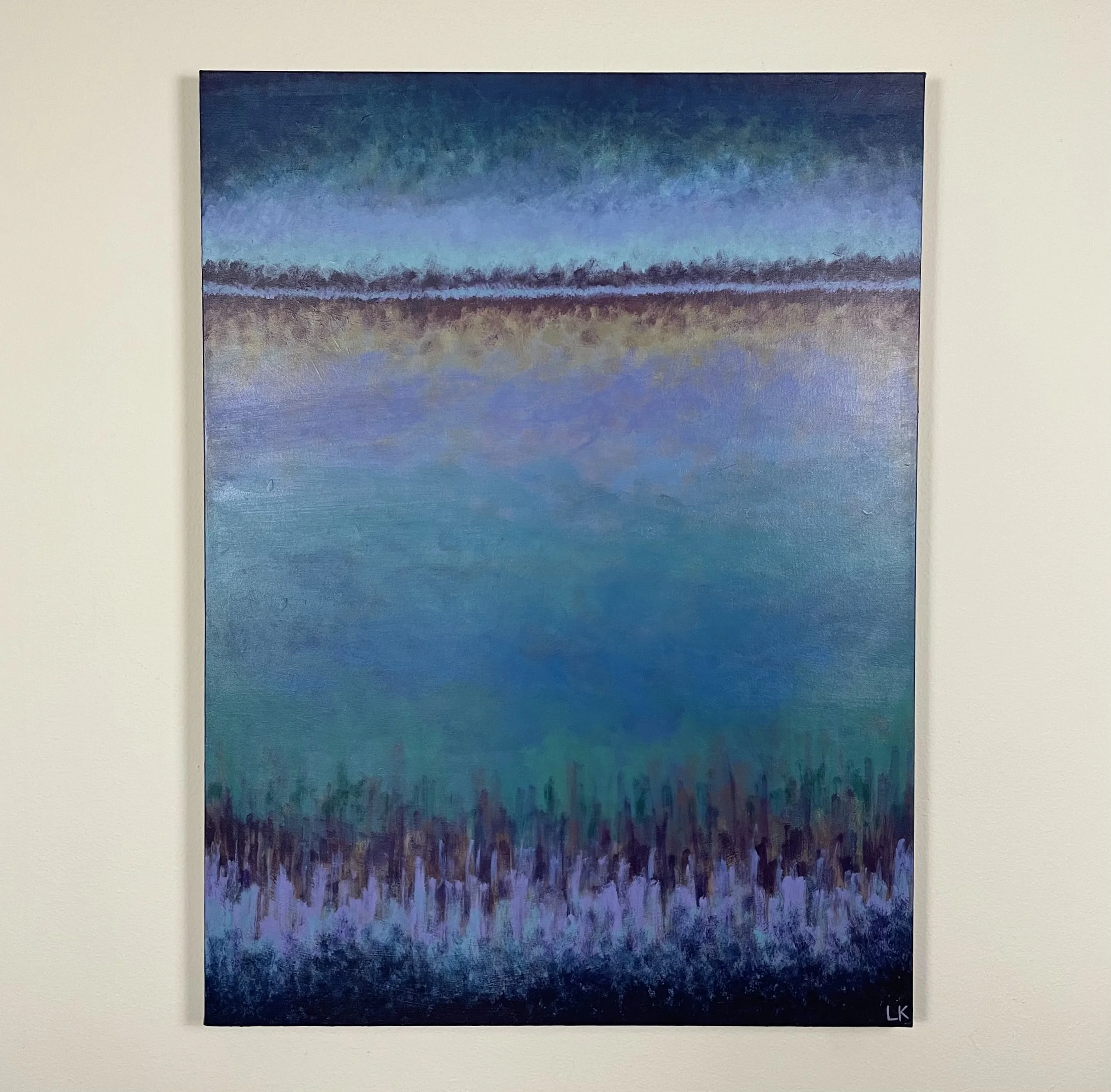 Coral original abstract landscape painting by Lindsay Keeling Art