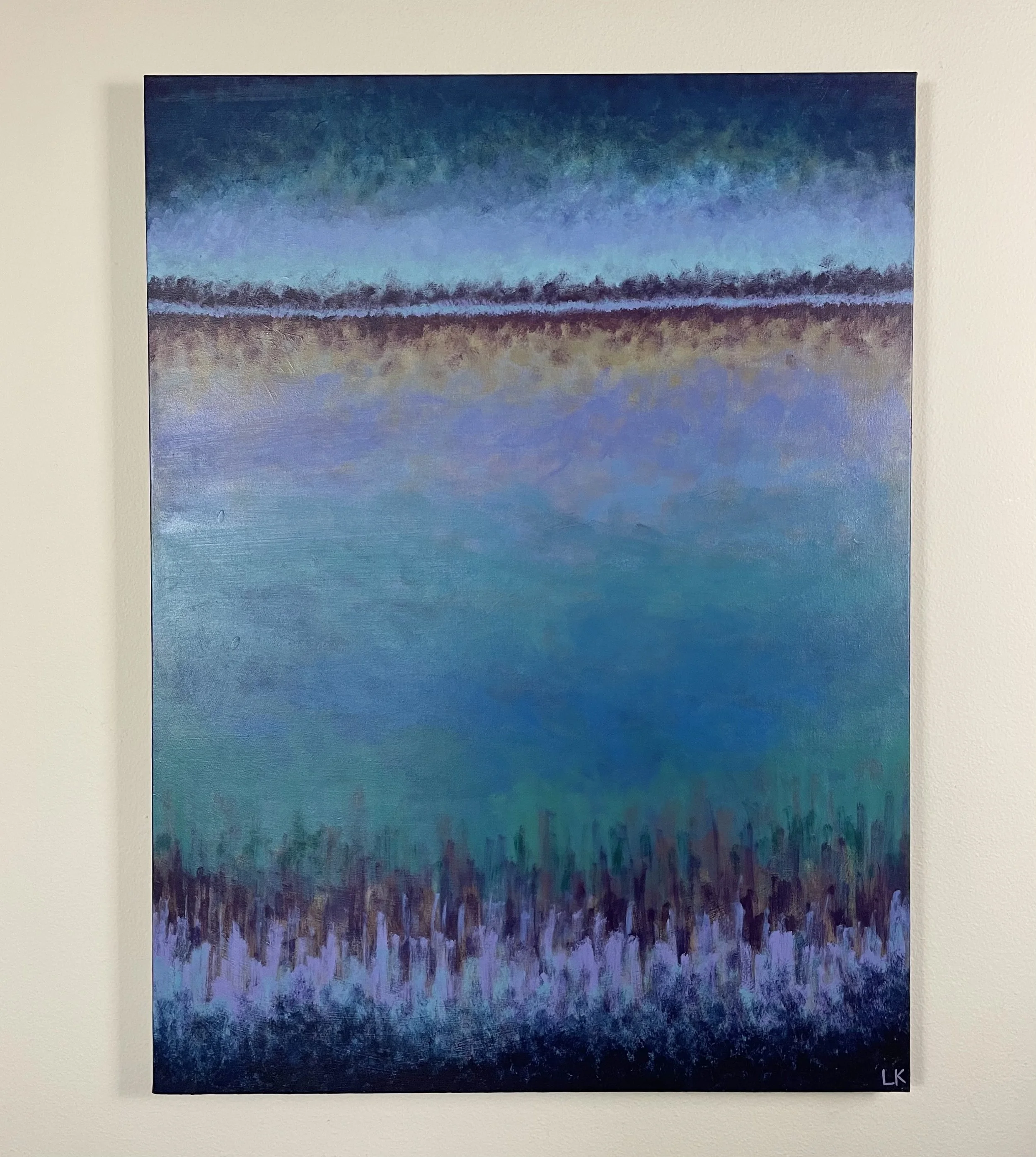 Coral original abstract landscape painting by Lindsay Keeling Art