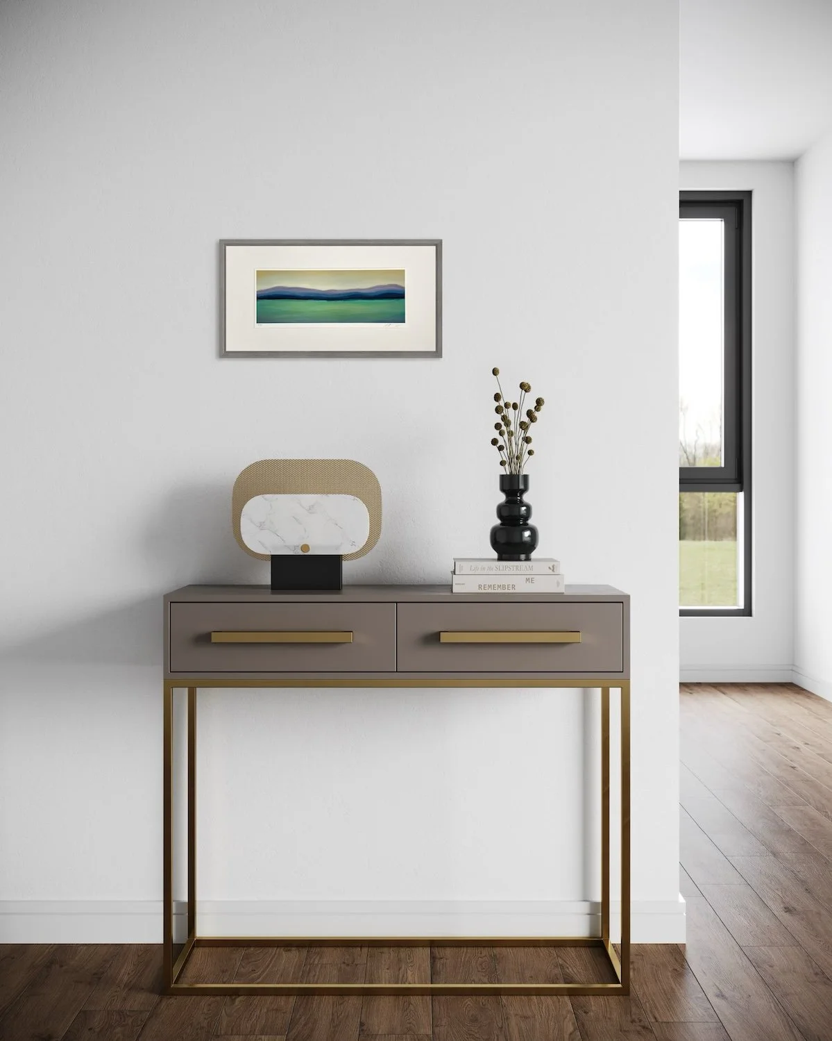 Sunrise Stillness 20x10 Framed Print Mockup.jpeg