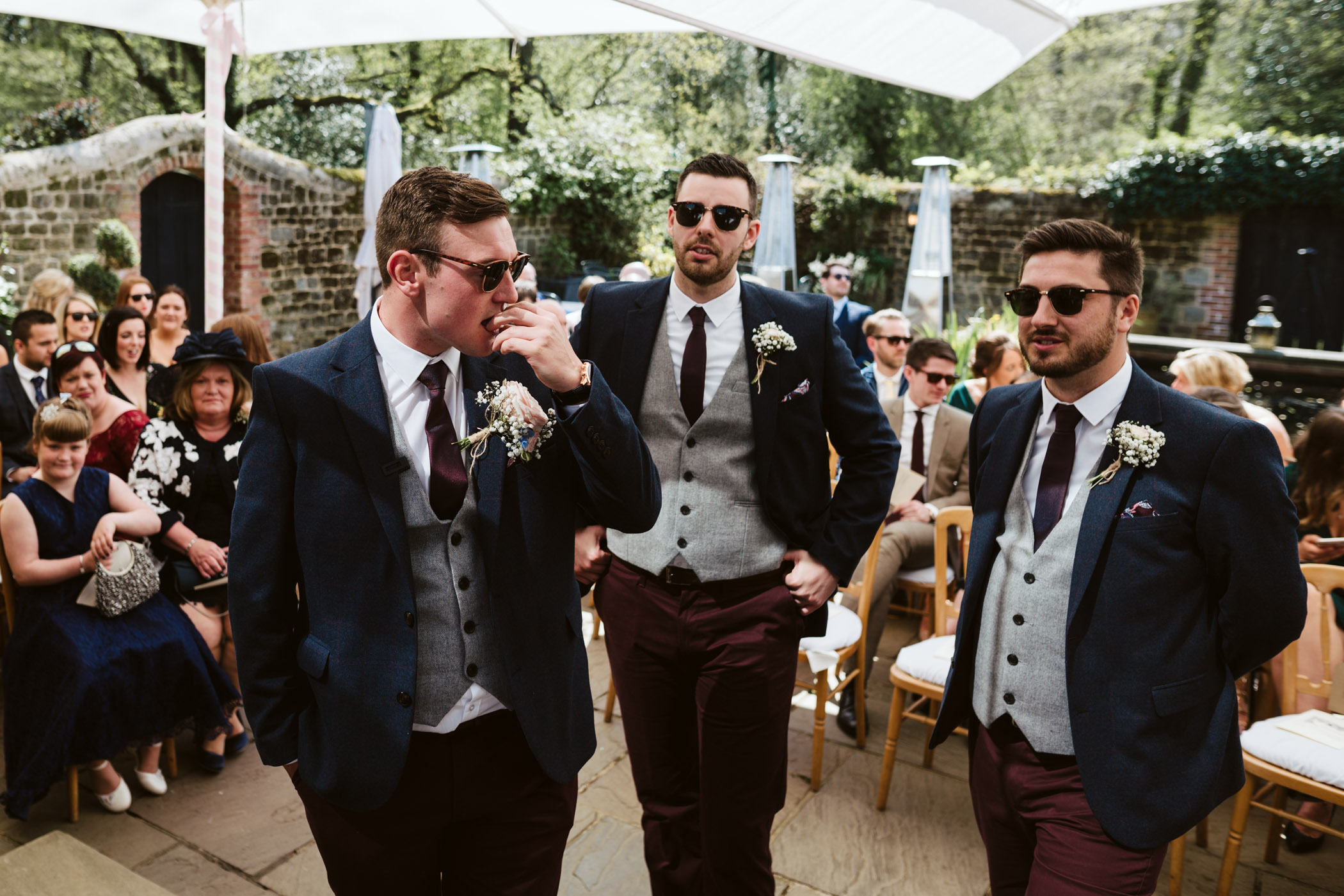 At Bartholomew Barn moments before the brides arrival, I really like this frame of Nathan (looking a little nervous) with his best men. I always like to get a few frames of the groom before the ceremony.