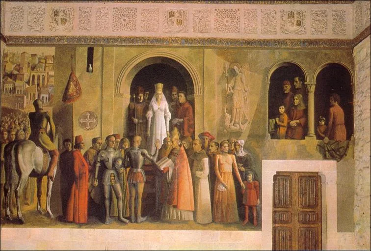 Coronación de Isabel como reina de Castilla. Alcázar de Segovia. 