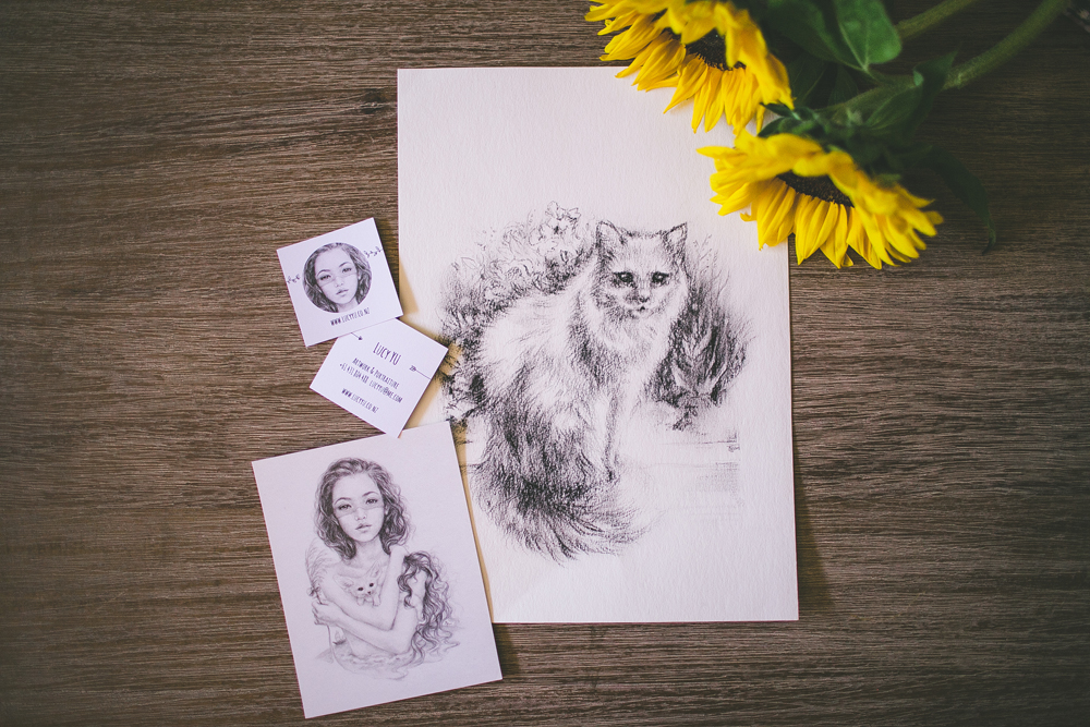  the wonderful  lucy yu  sent me this gorgeous drawing she made of my kitty in the mail &lt;3 it is now framed and hanging up on my wall!&nbsp; 
