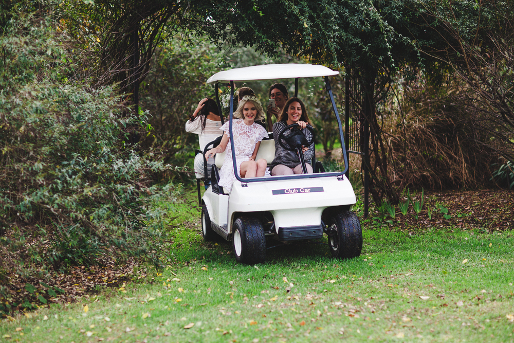  we were shooting on a big property, so the easiest and fastest way to get around was on a golf buggy! we all had fun screaming while driving over the slippery grass and over hills. 