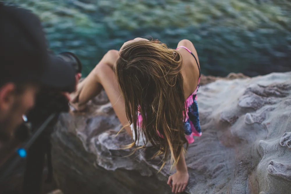  behind the scenes of dan filming inka for the  hello molly campaign . image above this one, lidija working her hair + makeup magic on location. 