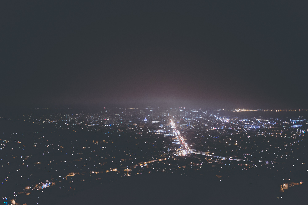  Twin Peaks, in the rain and fog. 