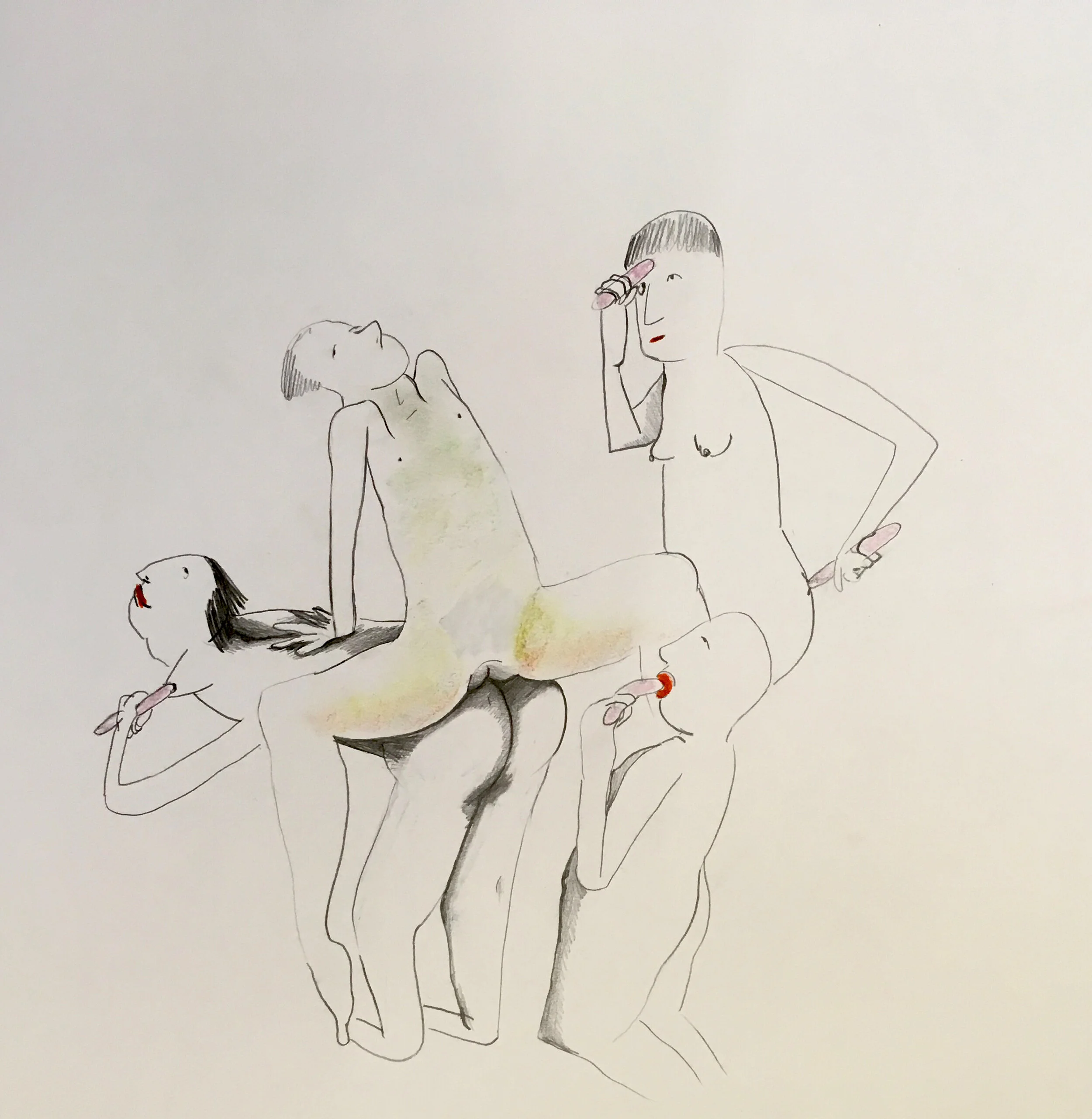 Dick Heads. 2019. Mixed media on paper.jpeg