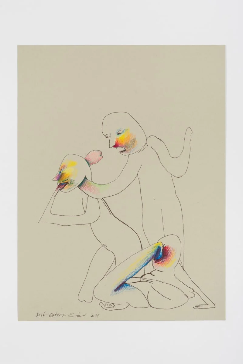  Self Eaters I | 2021 | Mixed media on paper |  30.5 x 23cm 