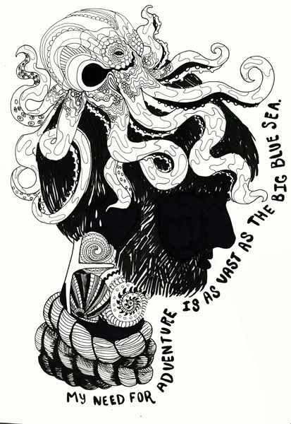 "Sailor Man" Ink Drawing, 8.5x11, 2013