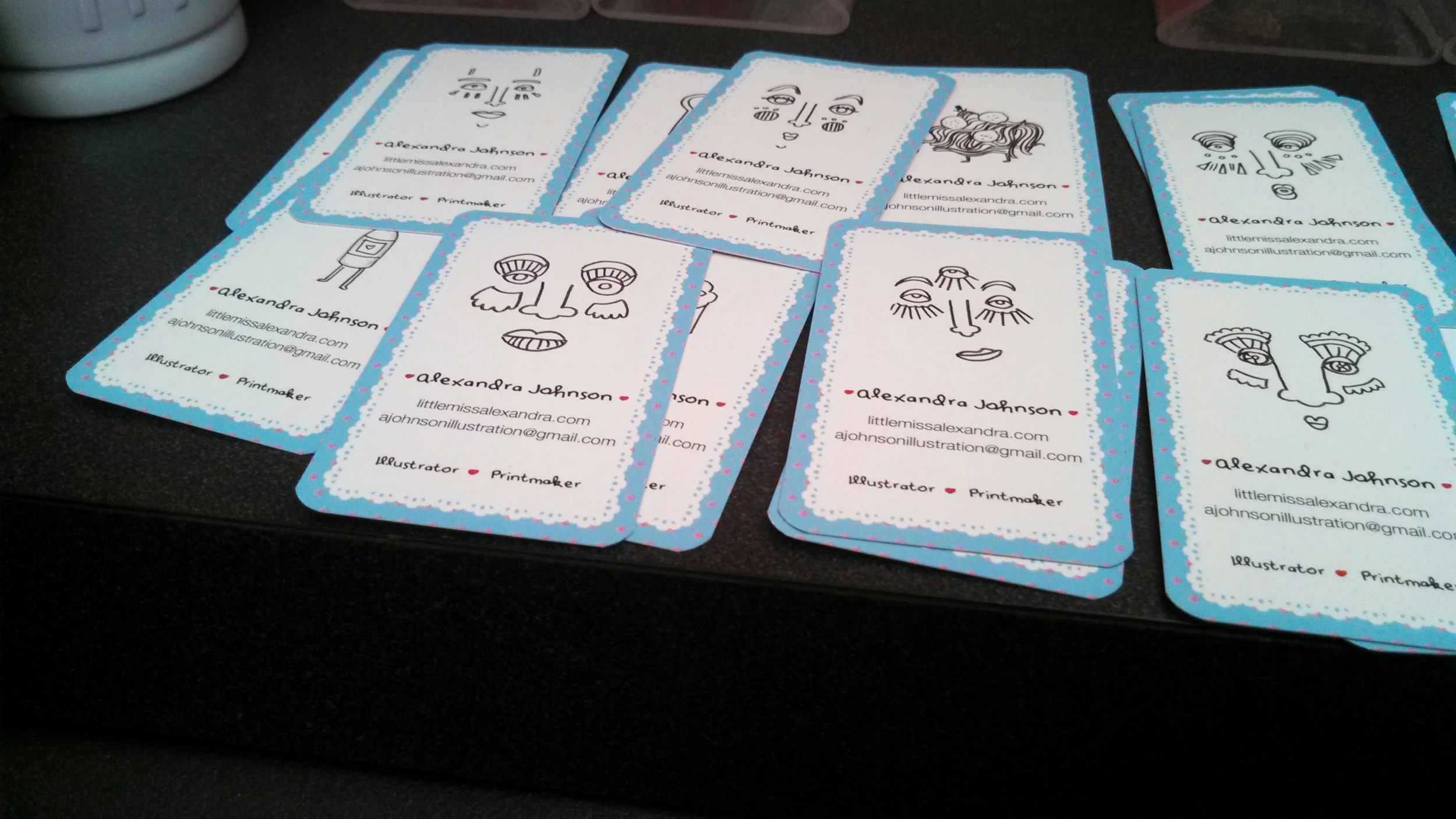 I doodled on the back of my business cards! 