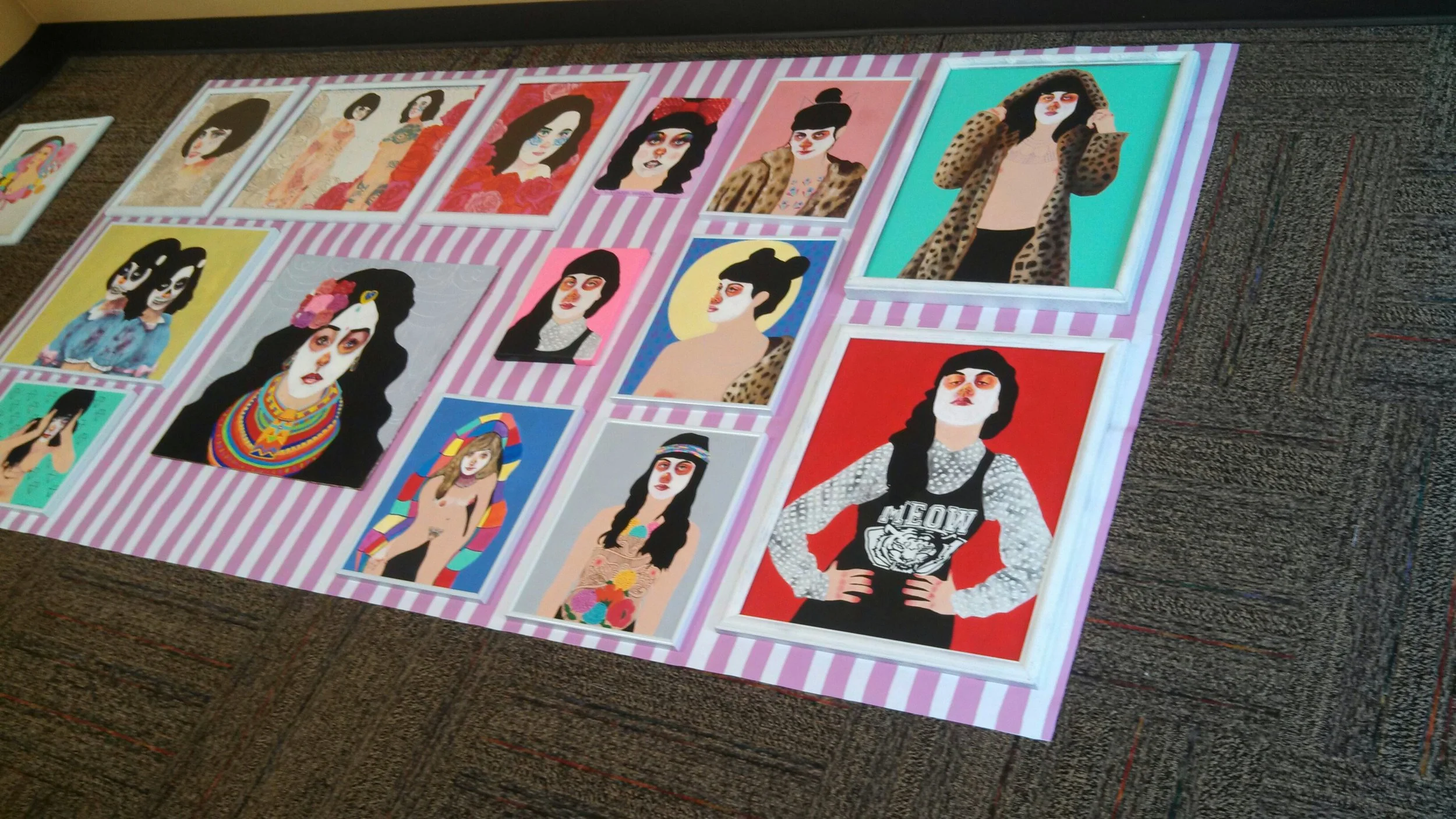 My layout of my pieces before I hung them!