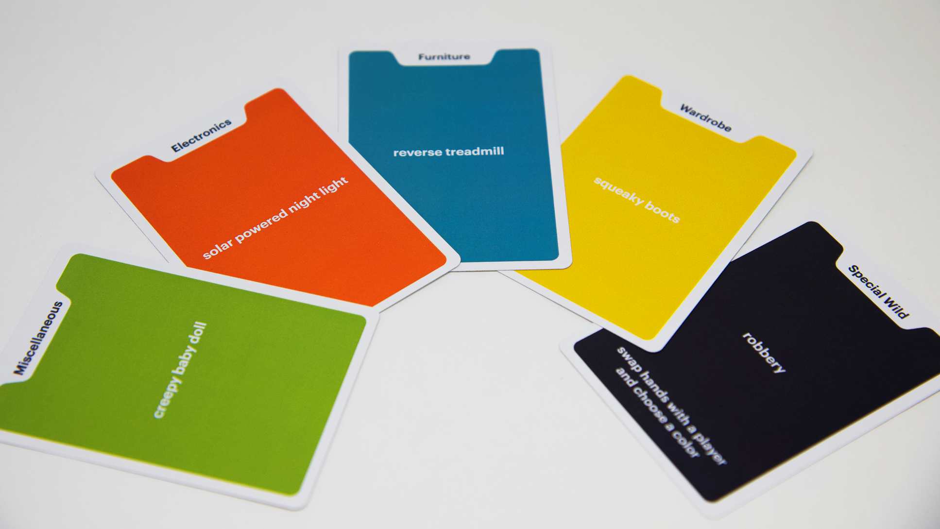 A selection of item cards and a special wild card