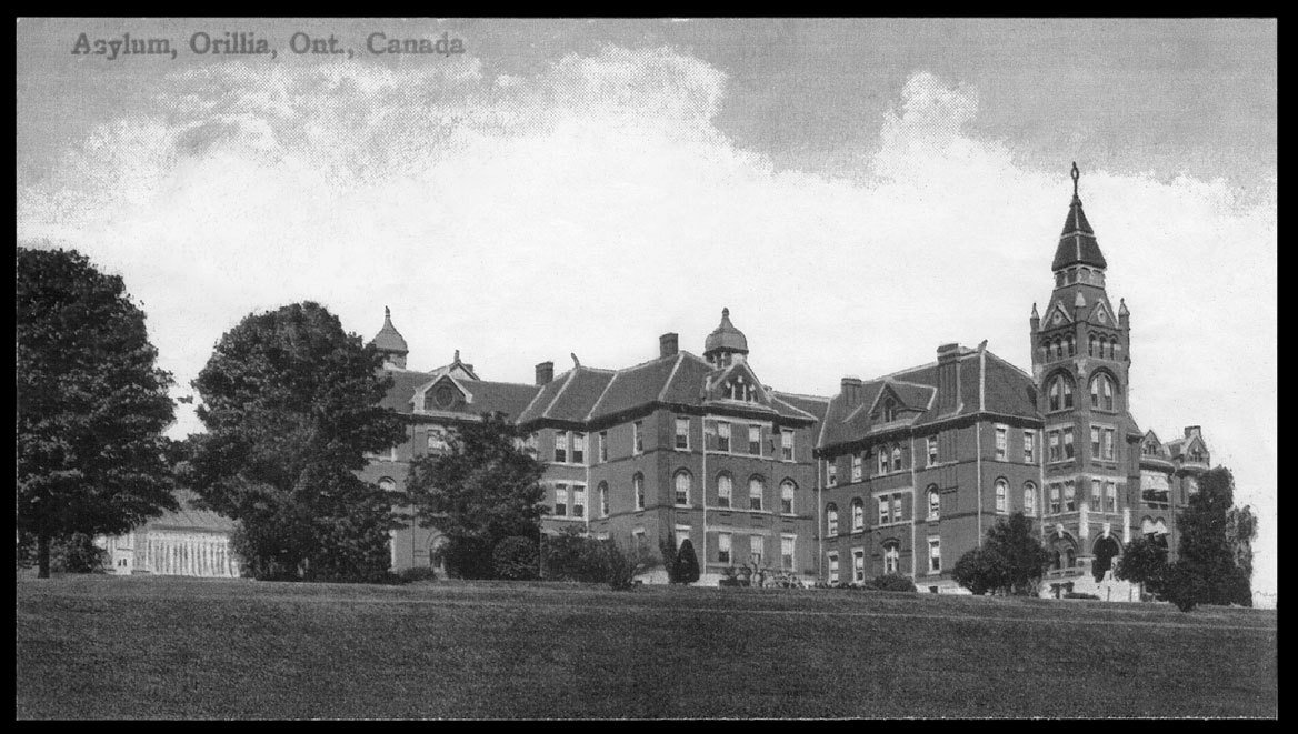Asylum for Idiots, Orillia. The clock tower was removed in early 1900s after a fire in the institution. Photo: Courtesy Archives of Ontario.