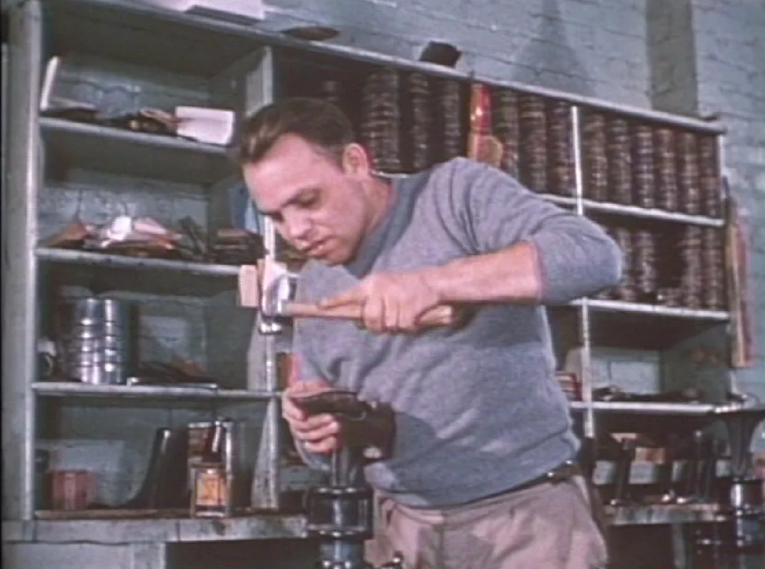 Shoemaking at Huronia. Photo courtesy Archives of Ontario.