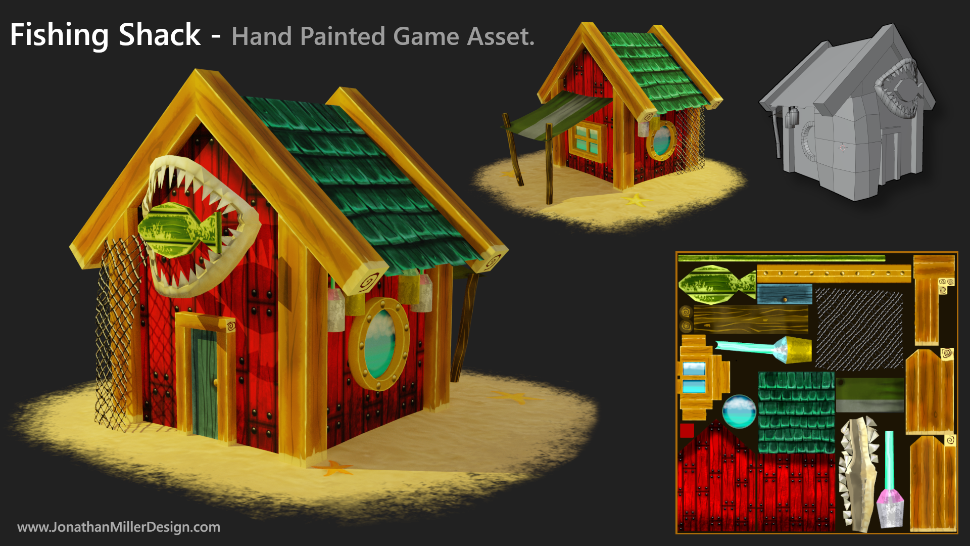 Game Asset Hand Painted Fishing Shack