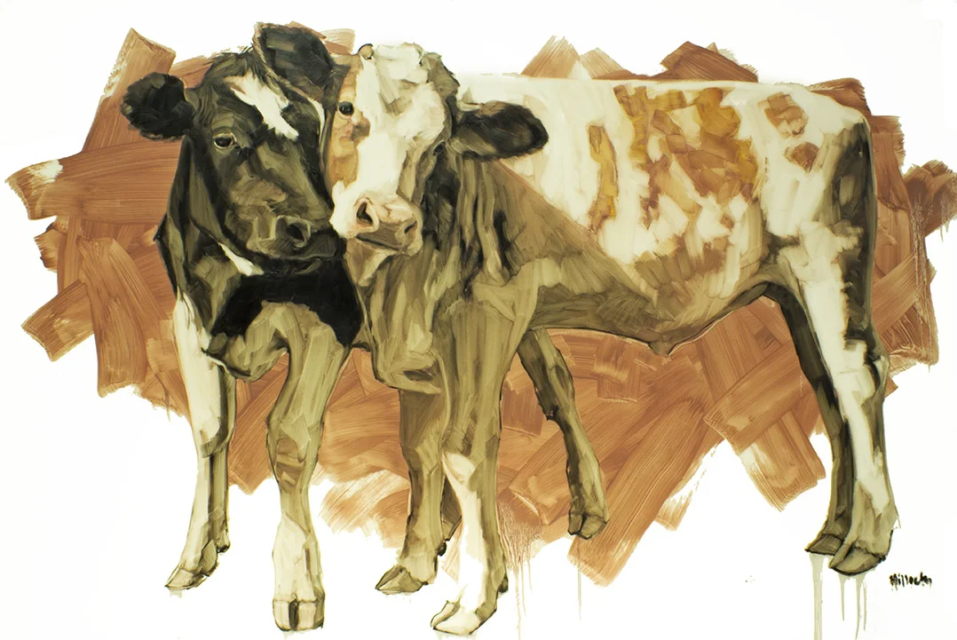 Colleen and Jackson, oil on mylar, 58x36 inches