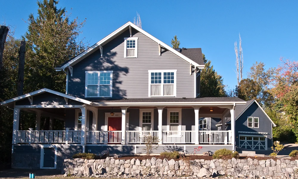 New porch by Cascade Peaks from the front.