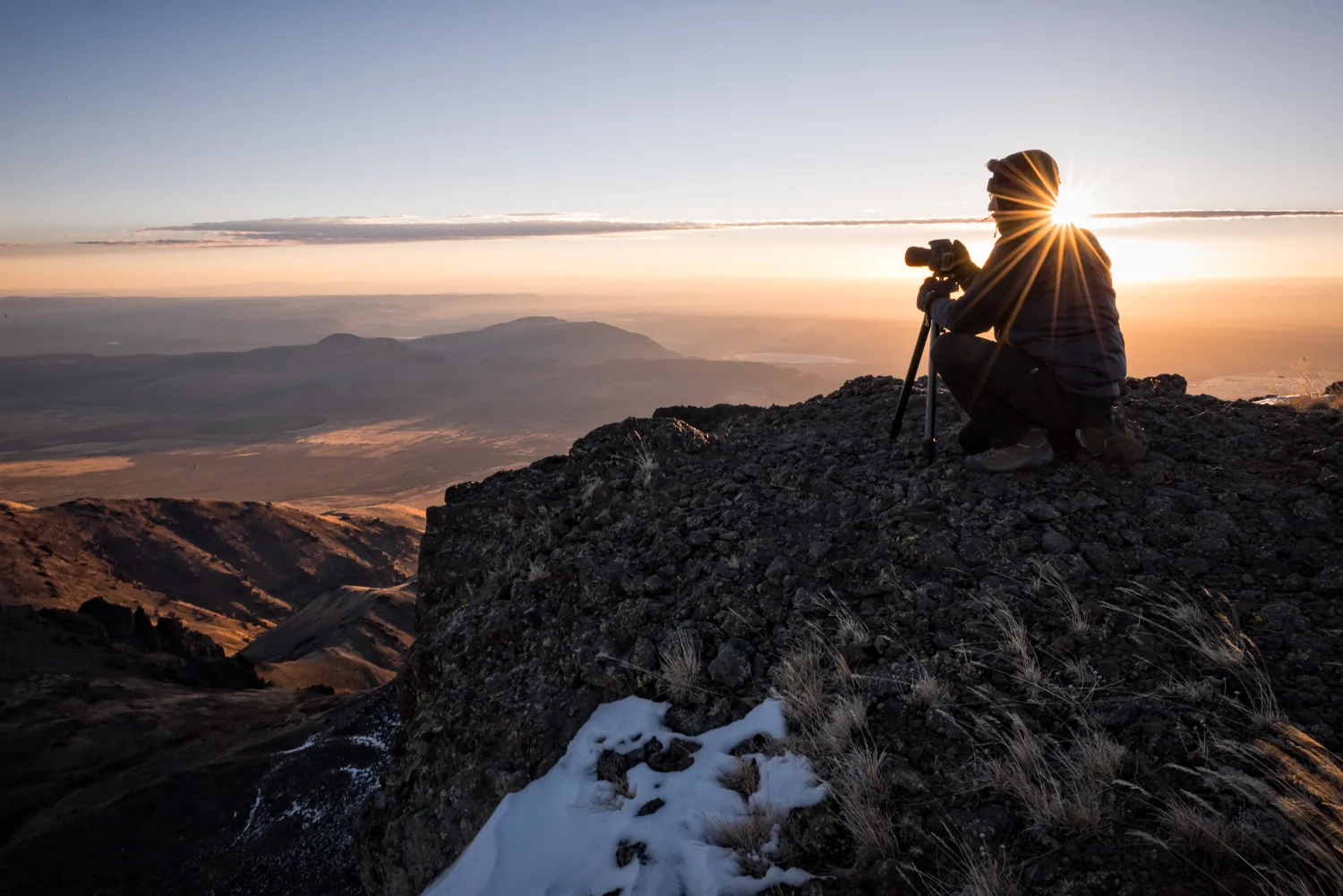 Matt Kloskowski atop Steens Mountain at dawn. Nikon D810, Nikkor 14-24 F2.8.