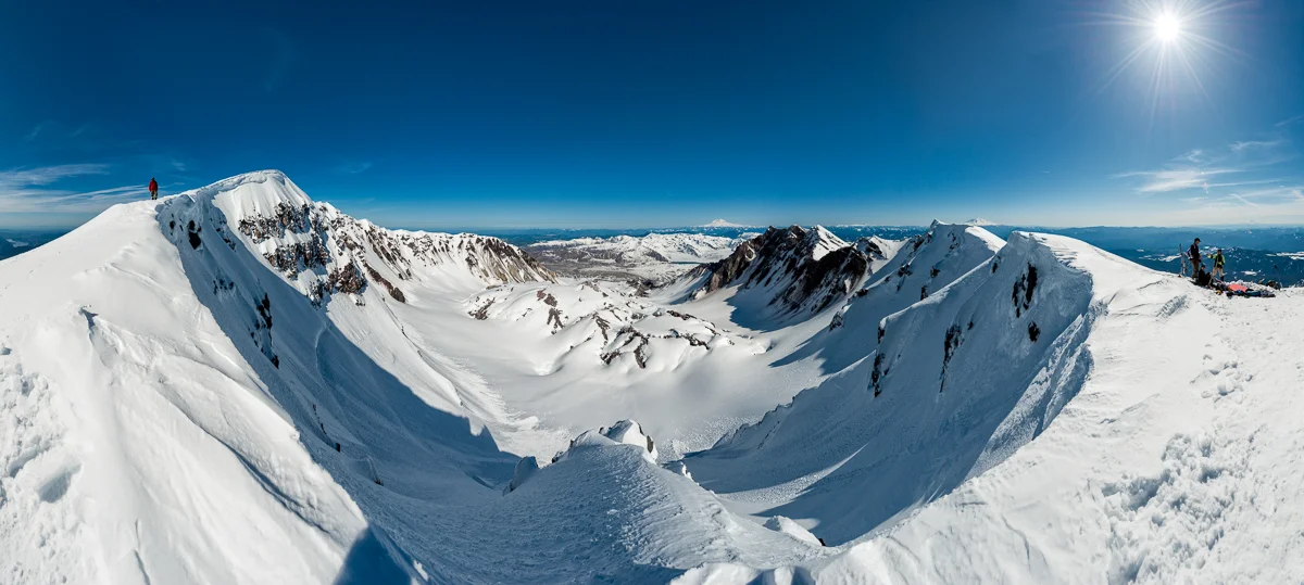 Nikon D800 multi-frame panoramic merger from Mount Saint Helens' crater rim.