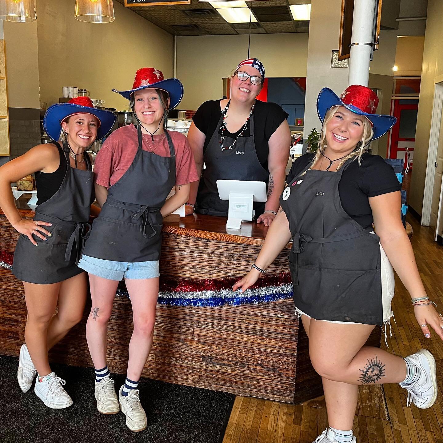 Happy fourth! Big thanks to our incredible crew Jolie, Abby, Ali, Molly, Elizabeth and Olivia celebrating and slinging drinks at both locations today. ❤️🤍💙