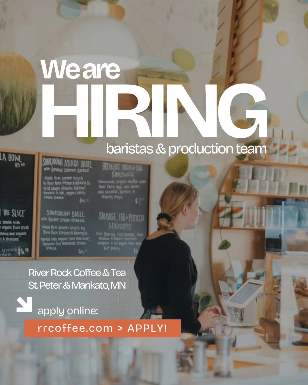 Join the River Rock crew! We are now hiring at both our St. Peter &amp; Mankato locations. ✨ This is your chance to be a part of a team that values its employees and the betterment of the community. If you have a passion for delicious drinks and want