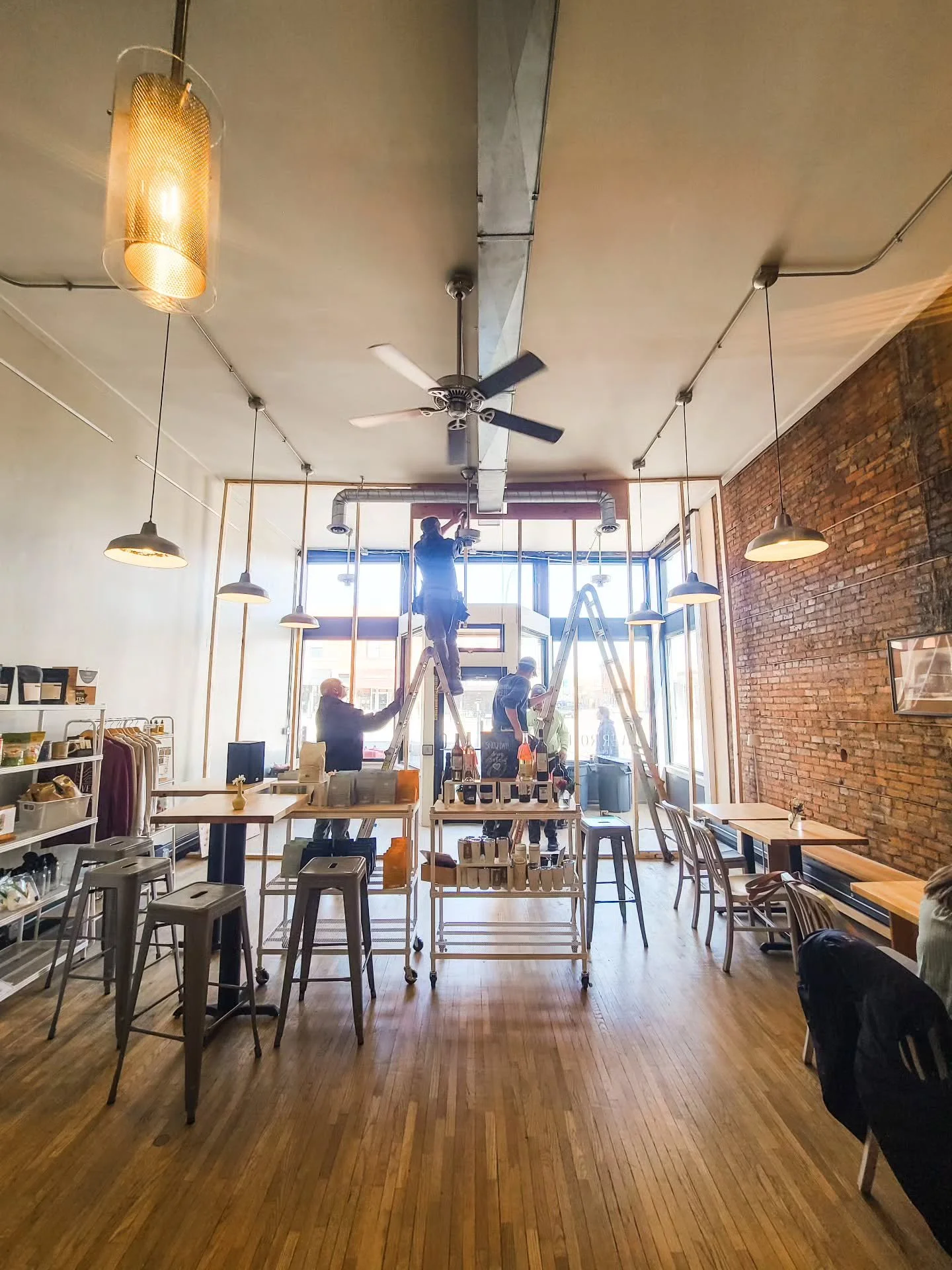 Let the sunshine in! 🌞 Restoring our historic St. Peter building has been a huge project. Today, we are celebrating the temporary wall coming down. Those bright, beautiful windows are warming our space again.