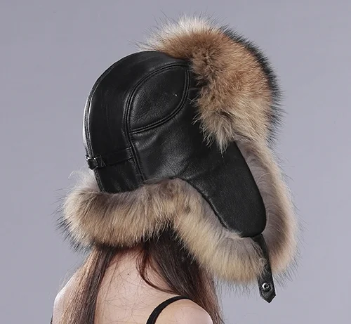 Fox & Leather Trapper Hat — The Alaska Gift Company display picture 3