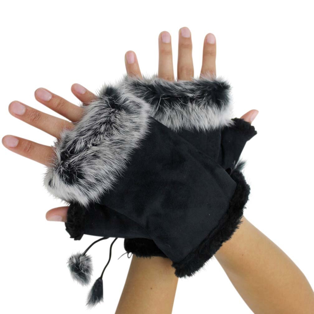 Nappa Leather Rabbit Fur Trimmed Gloves - The Ben Silver Collection