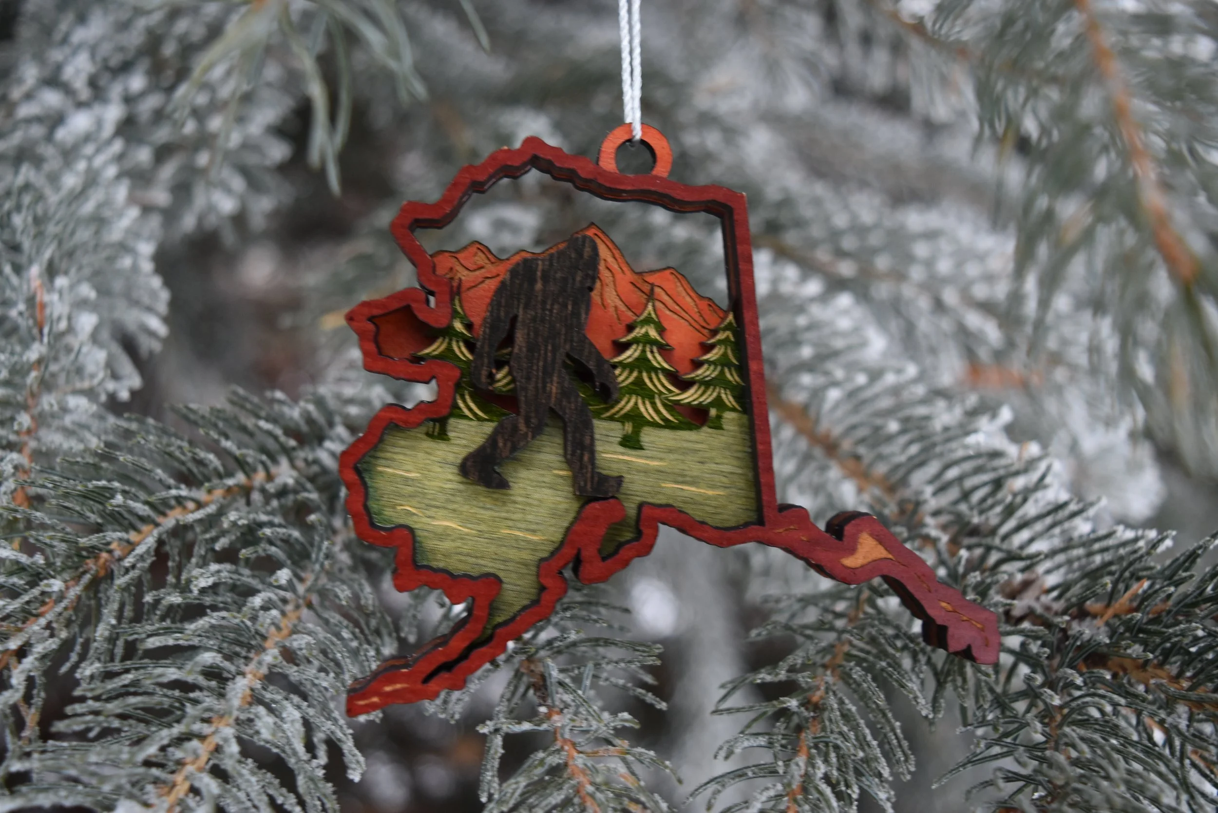 Alaska Outline Bigfoot Sasquatch Ornament