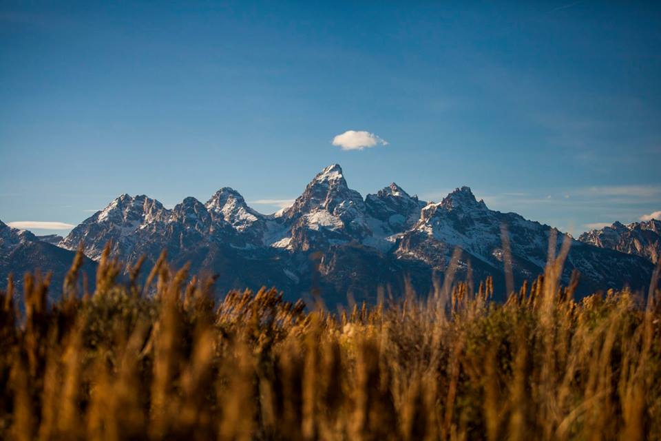 The beautiful Grand Tetons seen from Antelope Flats.