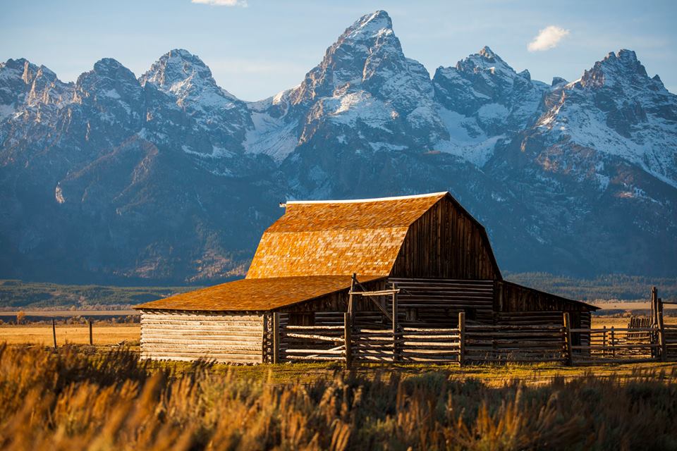 The famous barn at Mormon Row Historic District in the Antelope Flats.
