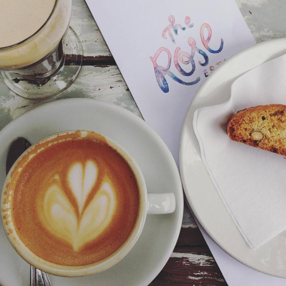The Rose Establishment. Really great spot for coffee and a bite to eat. Another great coffee shop is La Barba Coffee. 