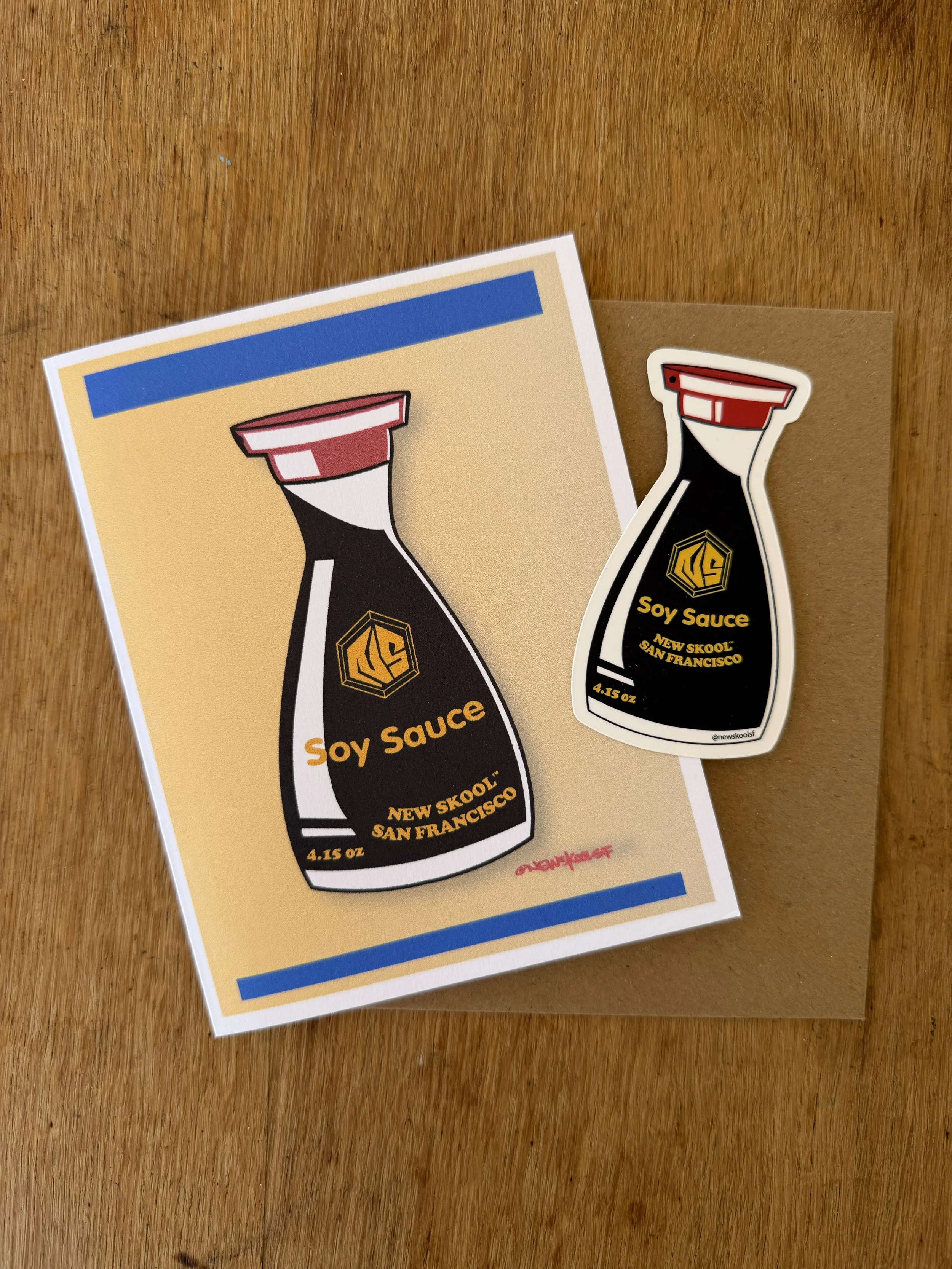 Soy Sauce Greeting Card & Sticker Combo