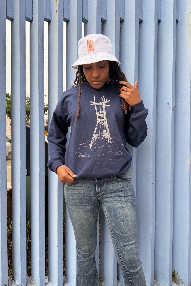 Navy and Cream Sutro Sketch Crewneck