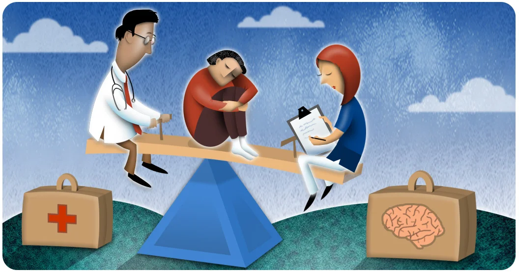 Illustration for newsletter/Balancing behavioral and medical treatments