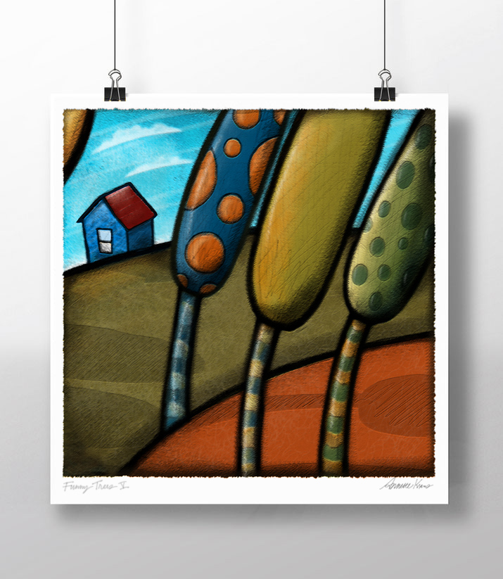 Funny Trees V Limited Edition Giclee 11.25" x 11.25" BFK Rives Paper