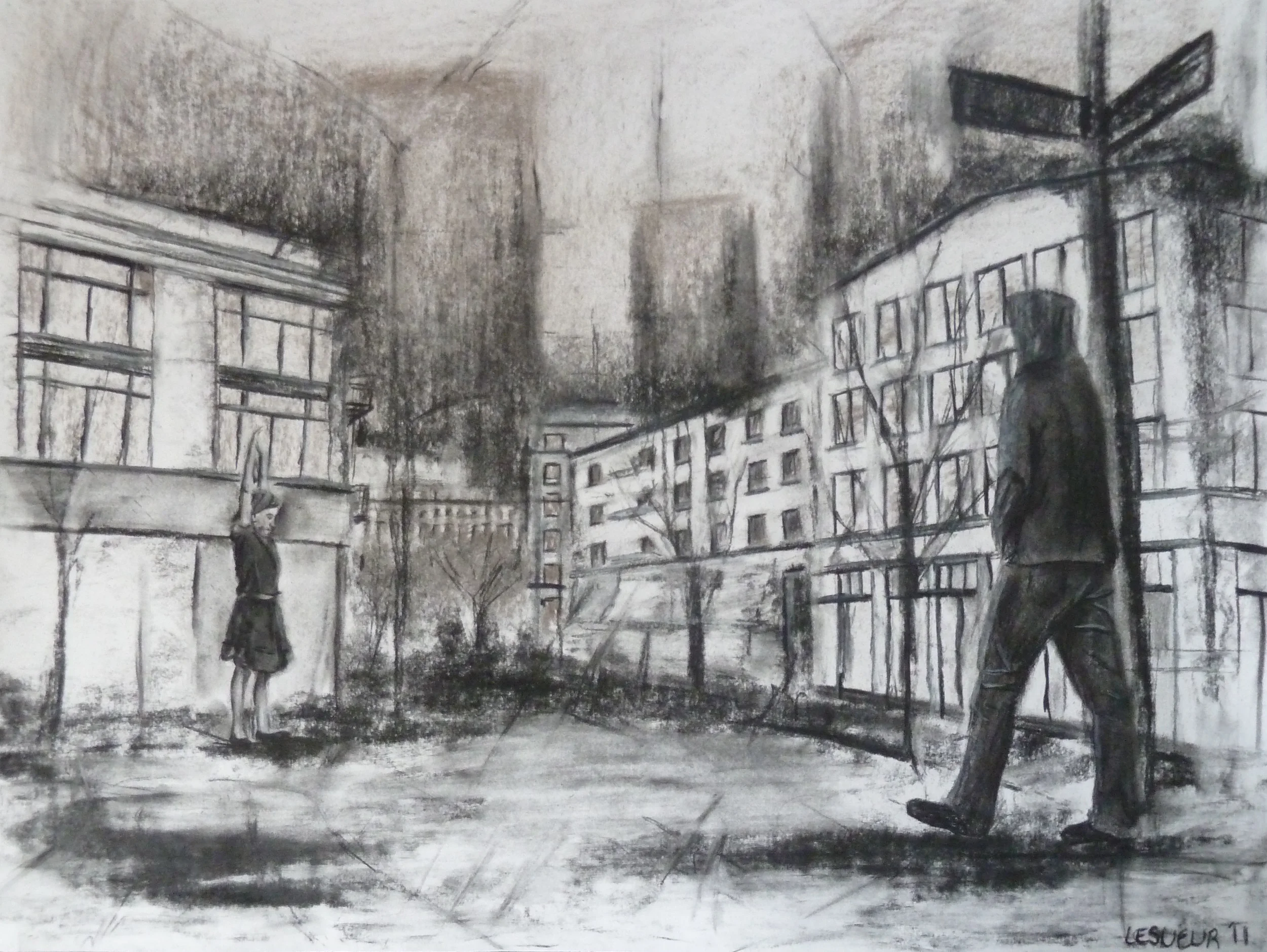 View from Powell's, charcoal on paper.jpg