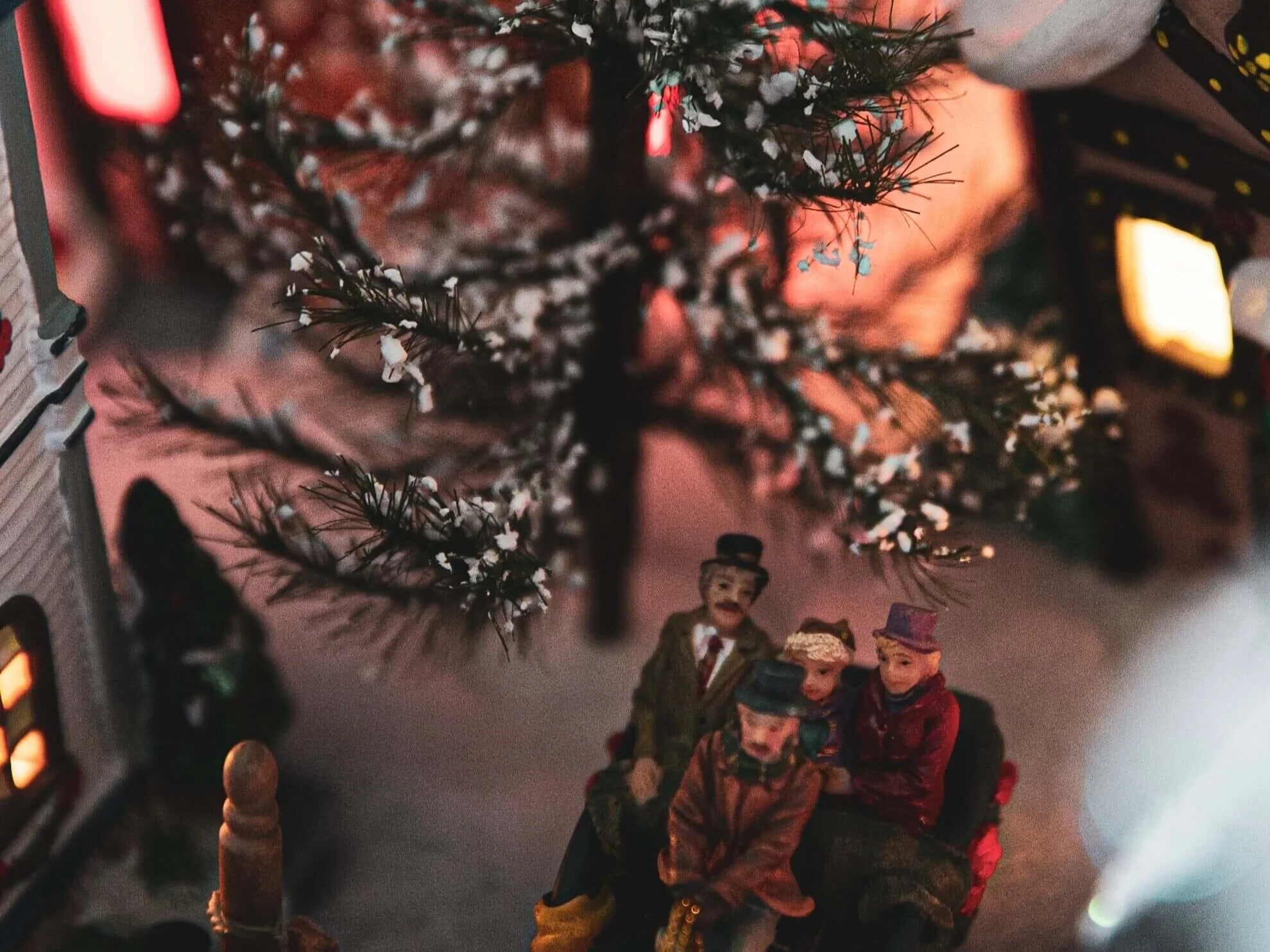 "Christmas Tree with Toy Village," by Mary Cornish