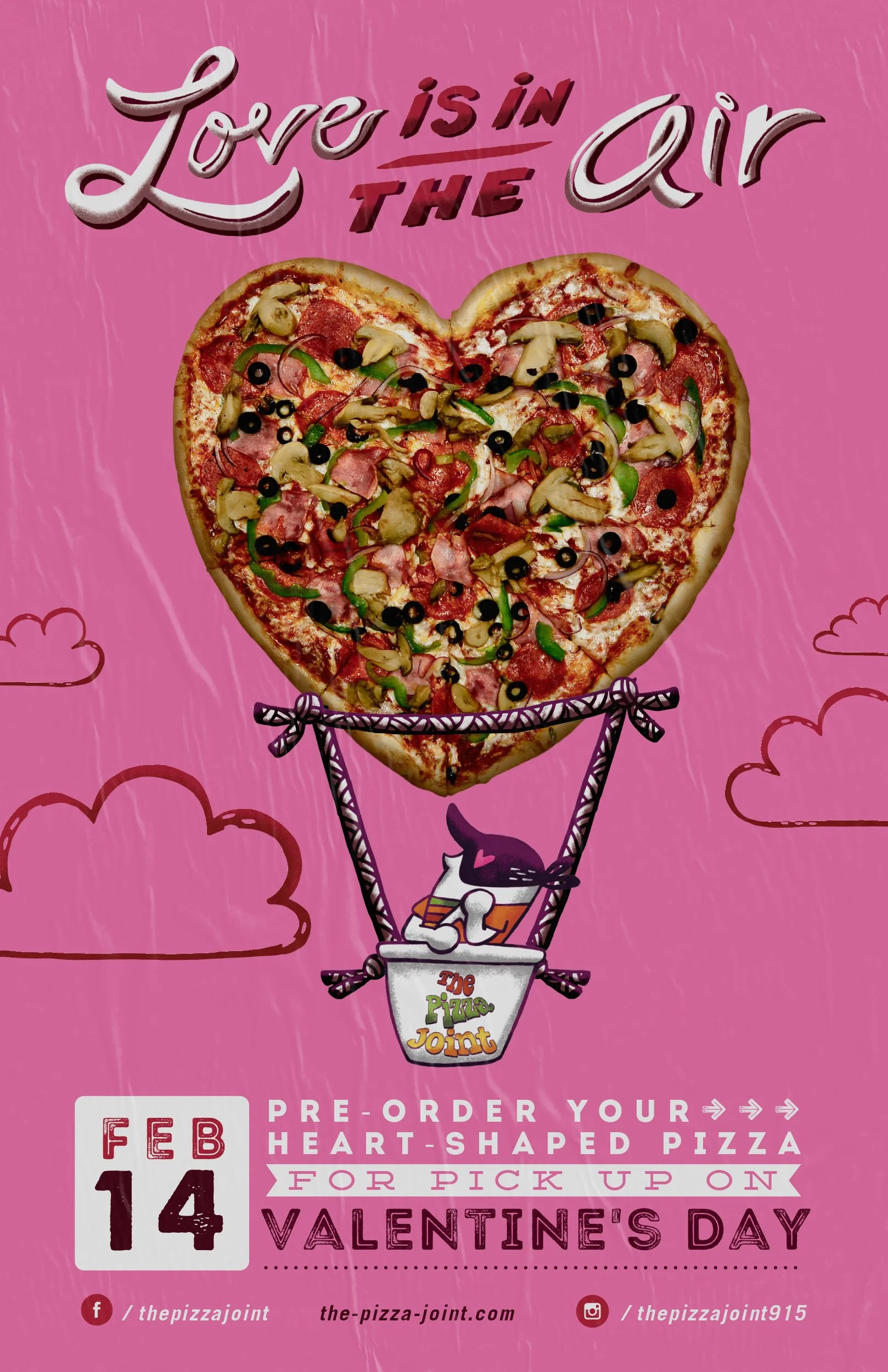 The Pizza Joint® | "Love in in the Air" Valentine's Day poster