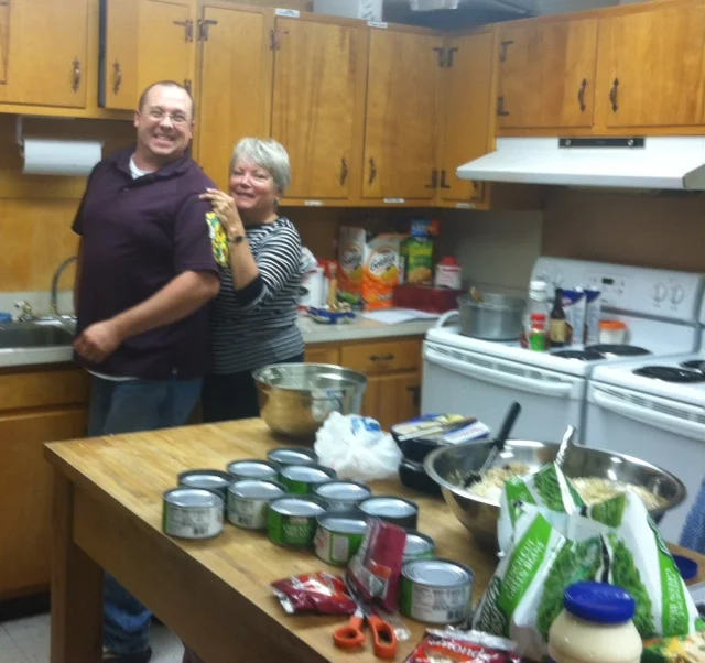 Service project making freezer meals for shut-ins and those in need of a meal, Tim &amp; Eunice 