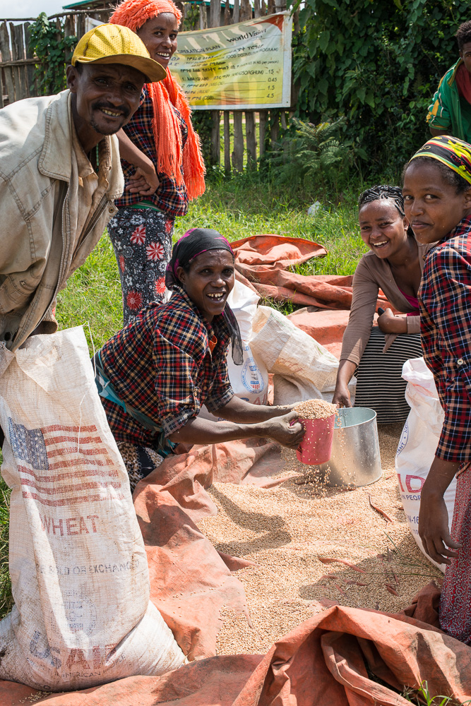 Ethiopia is experiencing one of the worst droughts in its history due to the lingering effects of El Nino. In 2016, USAID provided $515.6 million in food aid to Ethiopian families, who pick up the food at the local government office. 