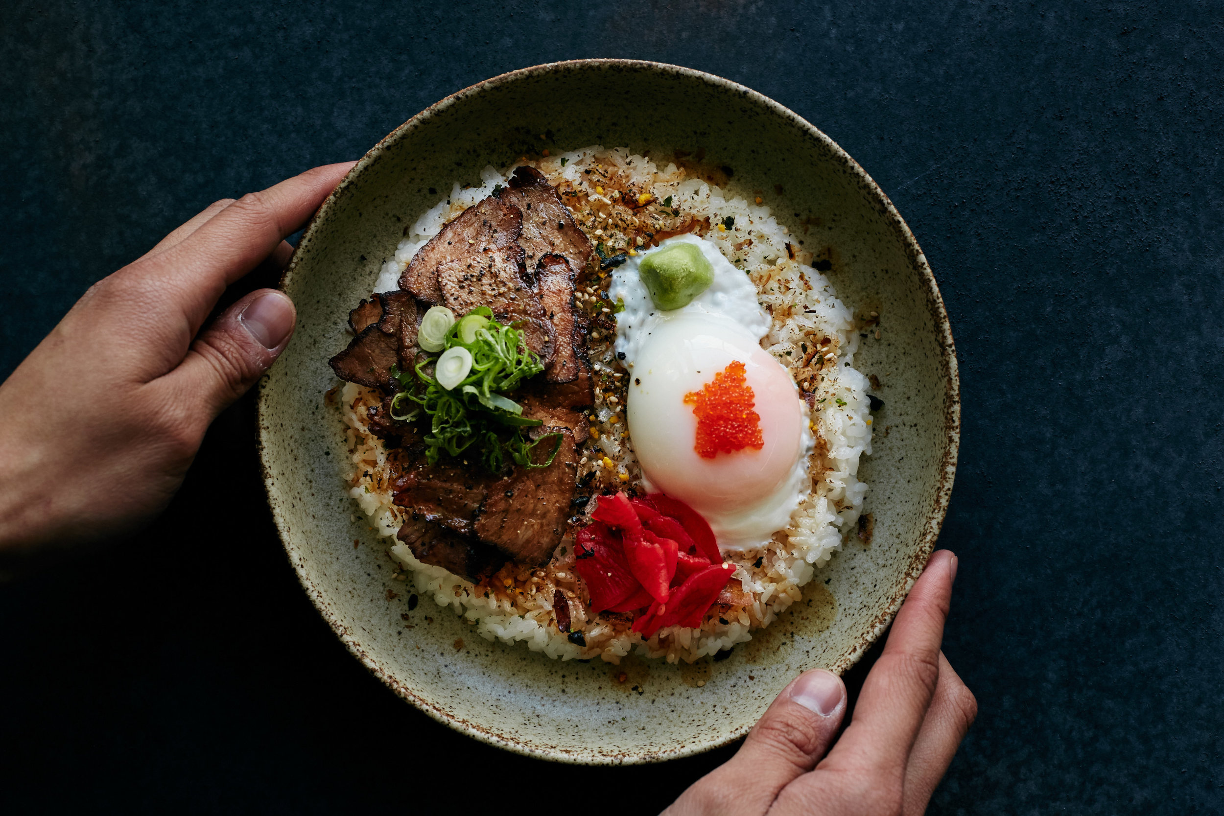 OMI serves wagyu beef don. 