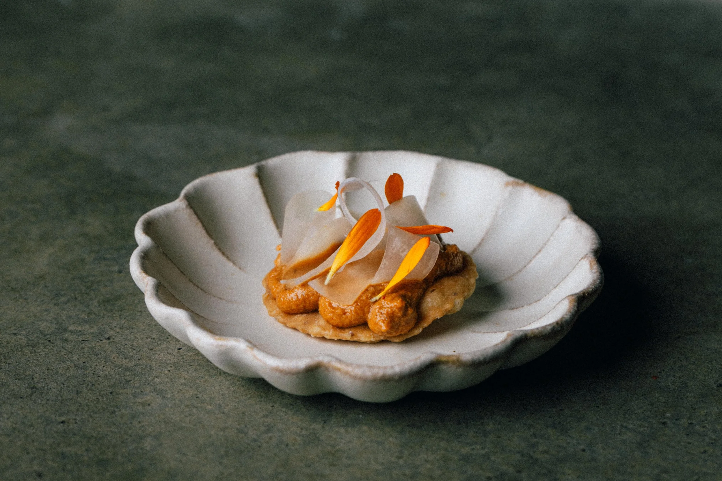 Saadi Spring Menu 03 Ajwain nimki, kohlrabi, peanut salan.JPG
