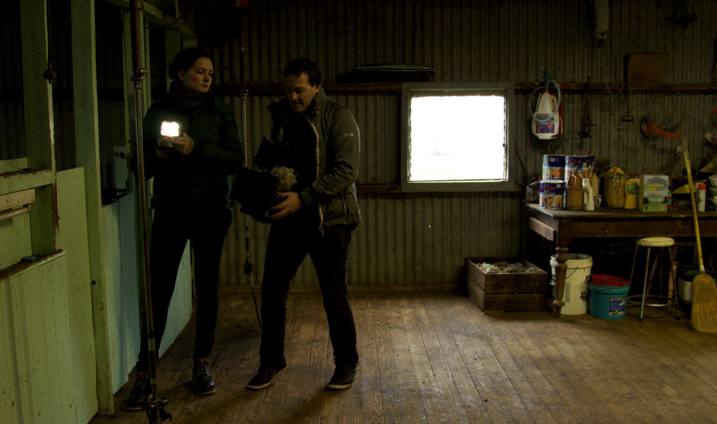 Bridget and Nik in the shearing shed