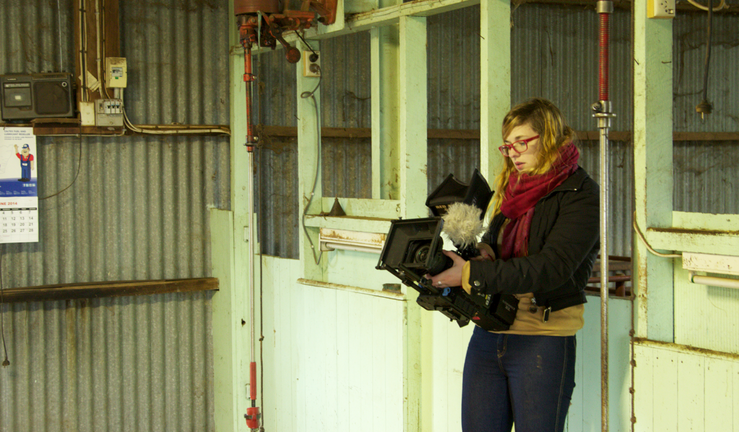 Katrina Channells in the shearing shed