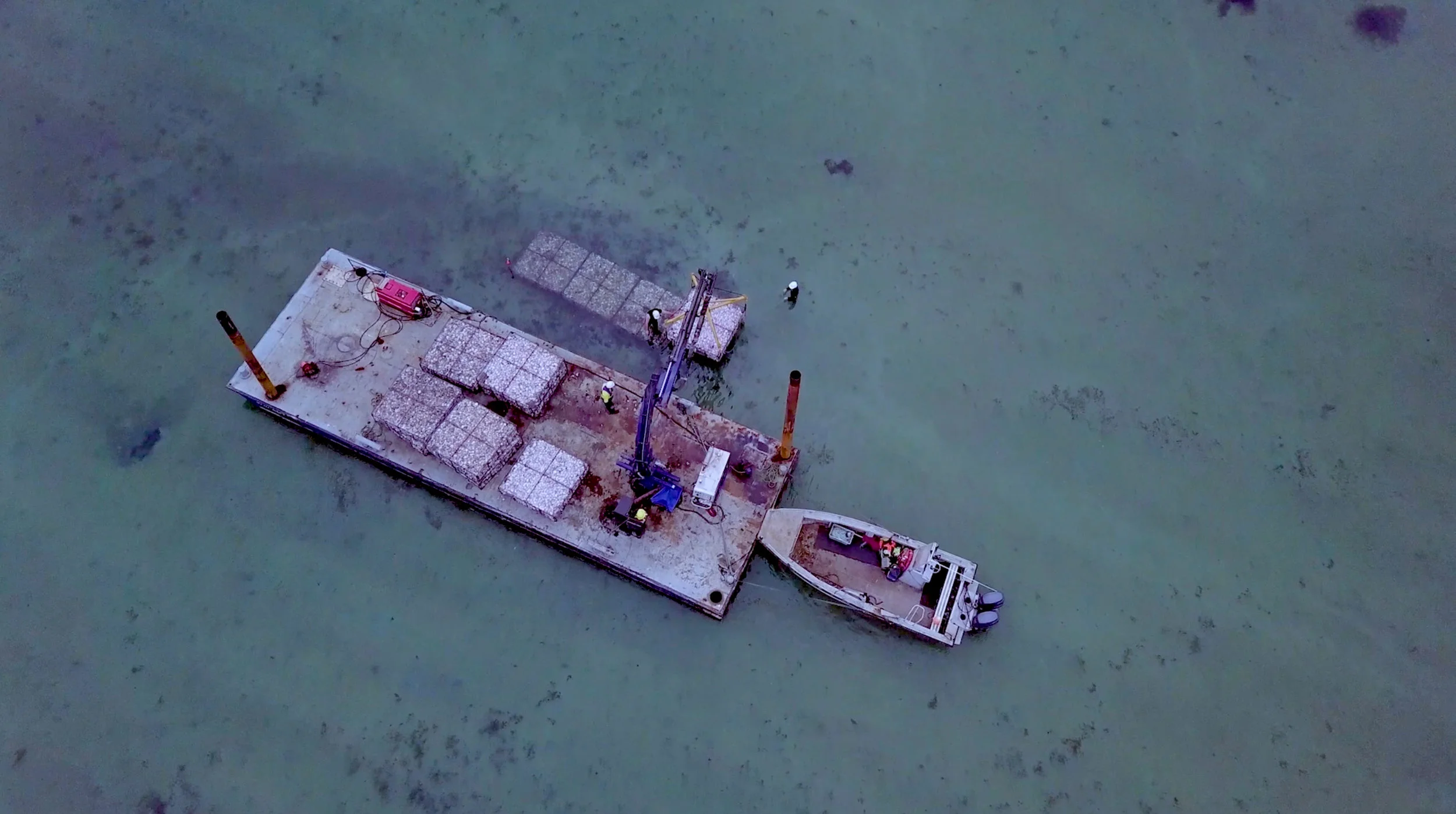 Drone image of reef installation off the coast of Portarlington, Victoria