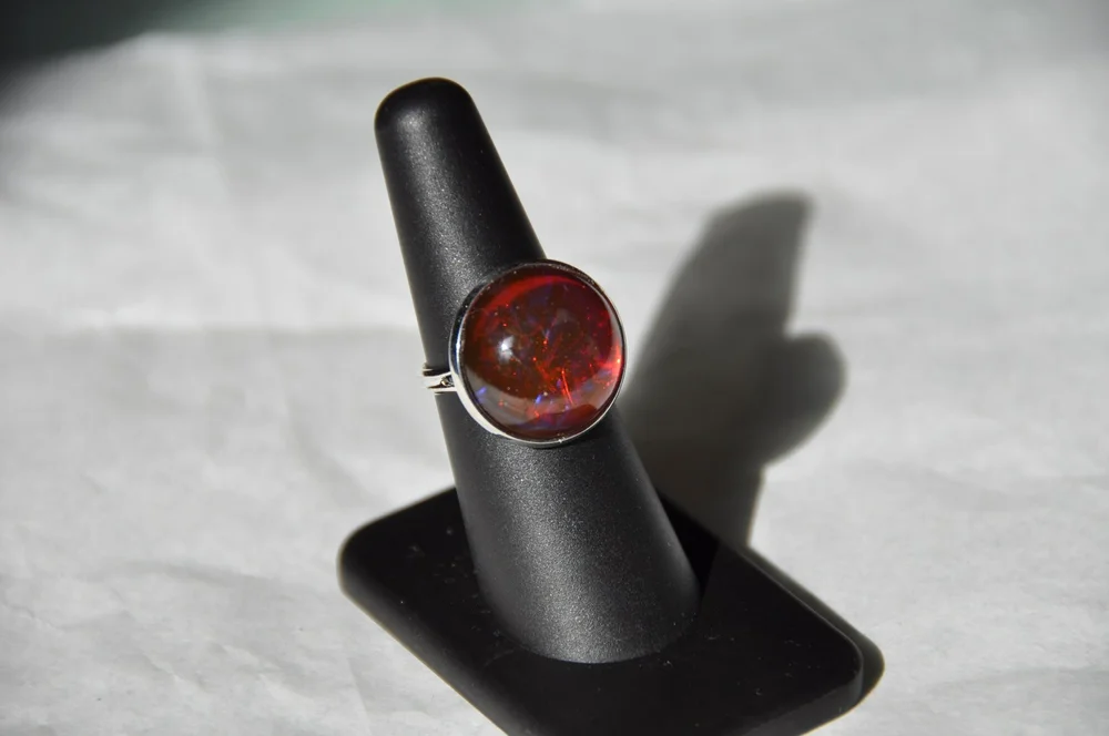 Sugar Coated Creations Dragon S Blood Opal Sterling Silver Plated Ring